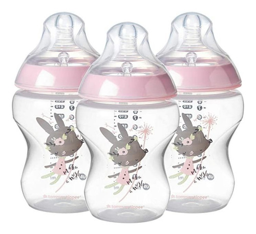Imagen 1 de 6 de Tommee Tippee Set 3 Mamilas Rosa Biberón Recién Nacido