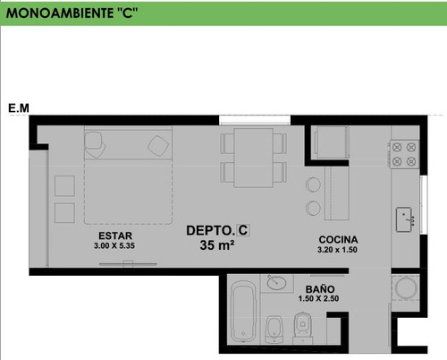 Imagen 3 de 3 de Monoambiente En Venta En La Plata