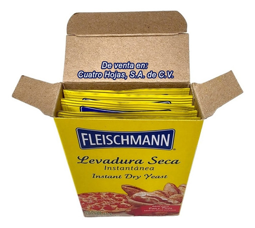 Levadura En Polvo Fleischmann Caja C/5 Sobres De 11 G