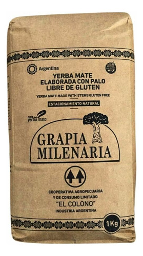 Yerba Mate Grapia Milenaria X 1 Kg