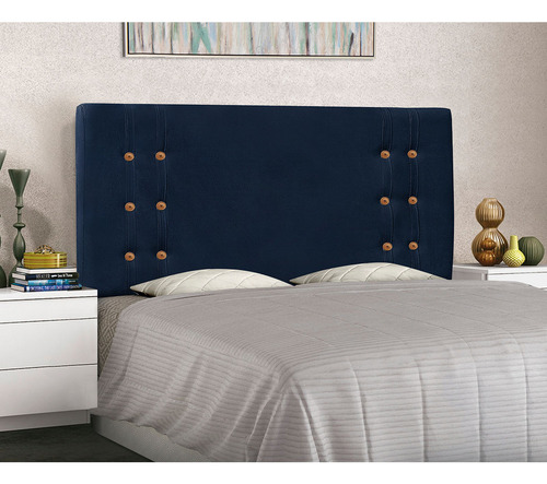 Cab Santorini Spz 160cm Queen Suede - Doce Sonho Móveis Cor Azulmarinho-1103