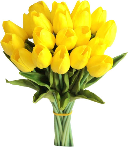 20 Tulipanes, Flores Artificiales Mandys - Amarillo.
