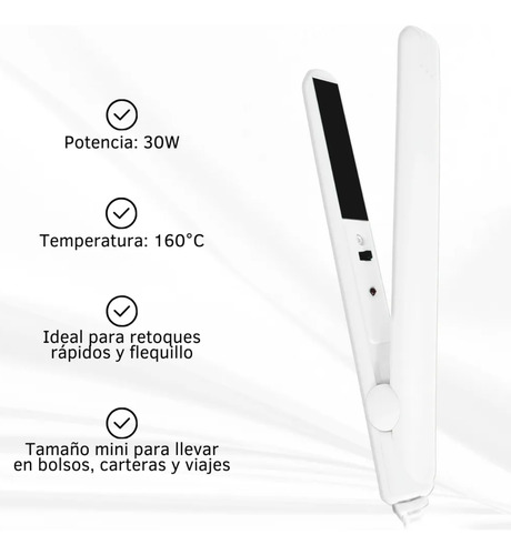 Mini Plancha De Pelo Viaje Para Flequillo Alisadora Portátil Violeta