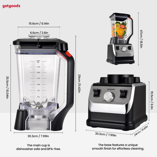 Licuadora Gatgoods 2.1 L 2200 W Profesional De Alta Velocida