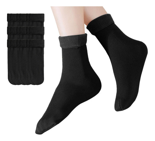 Pack 9 Pares Calcetines Polar 3/4 Negras Escolar Invierno 