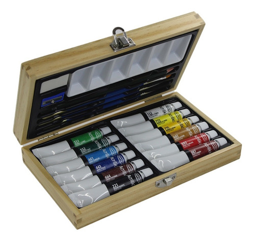 Set De Pinturas Acrilicas Artel 19 Piezas *caja De Madera