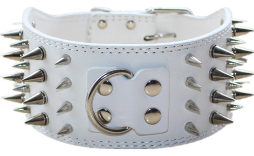 Collar De Perro De Cuero De 3 Pulgadas De Ancho Con 4 Filas