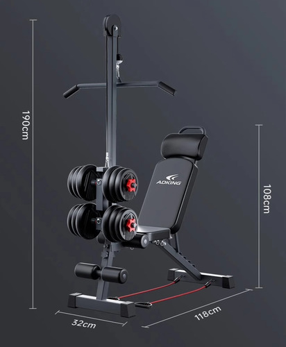 Banco Para Ejercicio 11en1 Multifuncional Plegable Gym Casa Negro