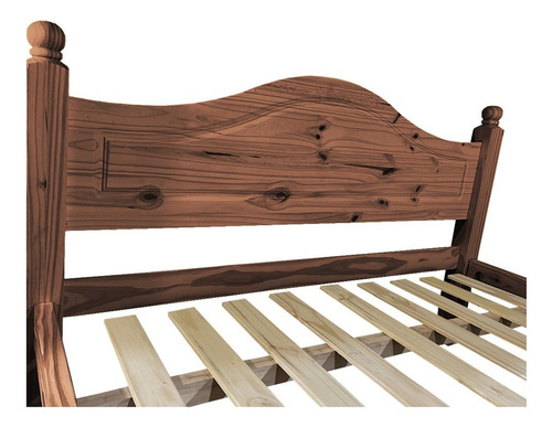 Cama Pino Macizo 2 Plazas Y Media Sari 1,4 X 1,9 Metros Color Cedro
