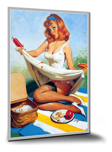 Pôster Arte Pin Up Mulheres Anos 50 Pôsteres Placa 42x30cm K