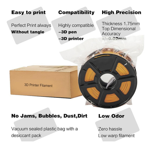 1.75 Milímetros Abs Filament Para Impressora 3d +/- Dourado