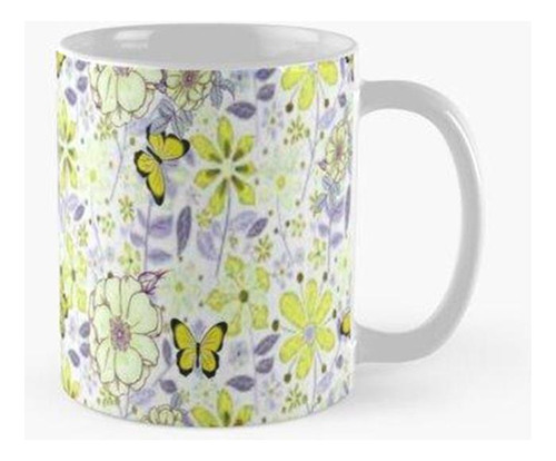 Taza X4  Mariposas Y Flores, 2, Diseño Romántico Abstracto A