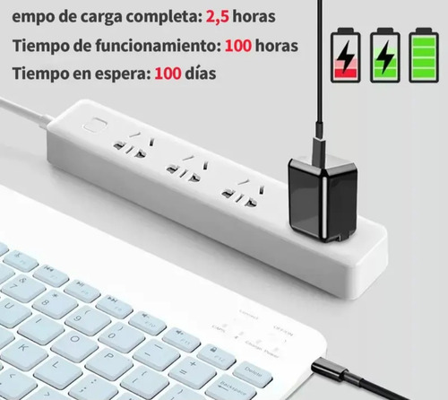 Teclado Y Mouse Inalambrico Recargable Pc Delgado Portátil Celeste Celeste