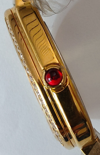 Reloj Bnlgr Mod. Serpentie Seduttorie Dama Correa Oro Amarillo Bisel Con Piedras Caratula Negra (Usado)