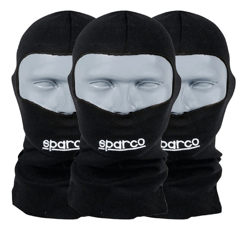 Kit3 Touca Ninja Balaclava Kart Sparco Moto Ciclismo Corrida Cor Preto Desenho Do Tecido Liso Tamanho Universal