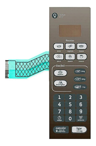 Imagem 1 de 3 de Membrana Teclado Microondas Consul Cmo20 Cmo 20 Espelhada