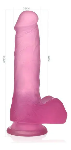 Pene suave y realista con escroto y ventosa - Jelly Love