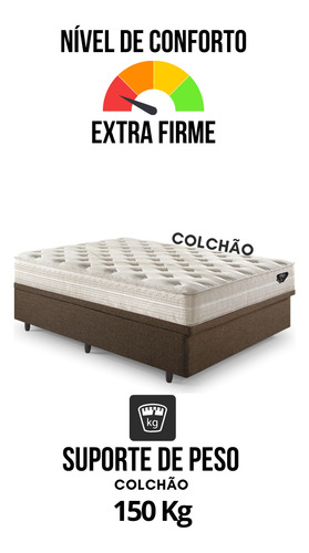 Base Box Baú Casal 138x188 Linho Marrom Com Colchão Audaz