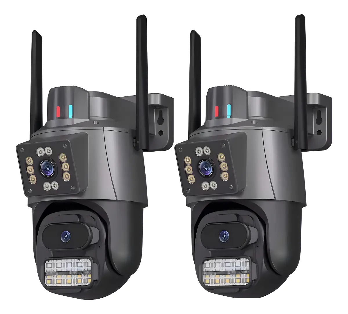 Kit 2 Câmera Segurança Ip G.Eye A38 App Icsee Lente Dupla Cor Preto
