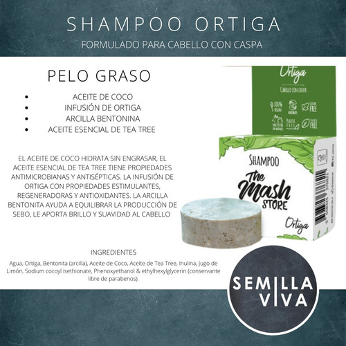 Imagen 3 de 10 de Shampoo Sólido 100% Natural The Mash Store - Ortiga X 110 G
