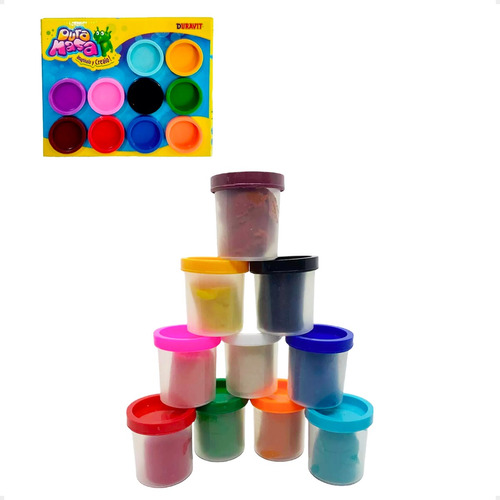 Plastilina Juego De Masas Duravit Pack X 10 Potes Colores