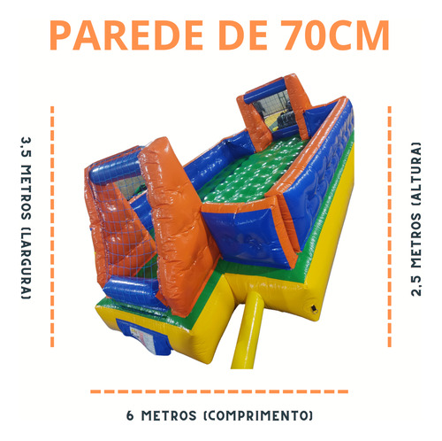 Mini Fut Sabão Quadra Inflável Com Motor Gol Parede 70cm