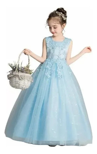 Vestido De Princesa Con Bordado De Lentejuelas Para Niña