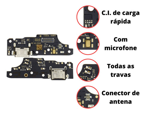 Placa Flex Carga Conector Microfone Compatível Moto E32 Turbo Pklk Premium