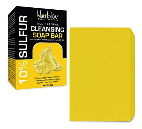 Herblov Cleansing 10% Sulfur Soap Bar Para Face & Body Natur