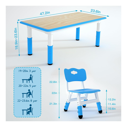 Mesa Para Niños Lullispace Y 2 Sillas, Mesa Y Silla Para De