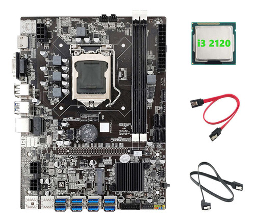 Placa Madre B75 Eth Mining, Adaptador Usb 8xpcie+cpu I3 2120