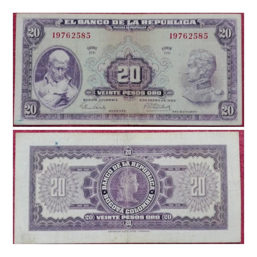 Billete De 20 Pesos Oro De 1963