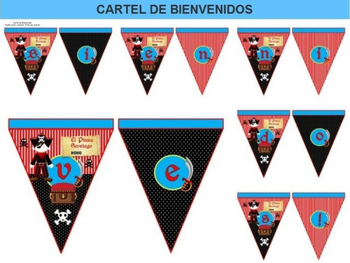 Kit Imprimible Candy Bar Piratas Fiesta 3x1
