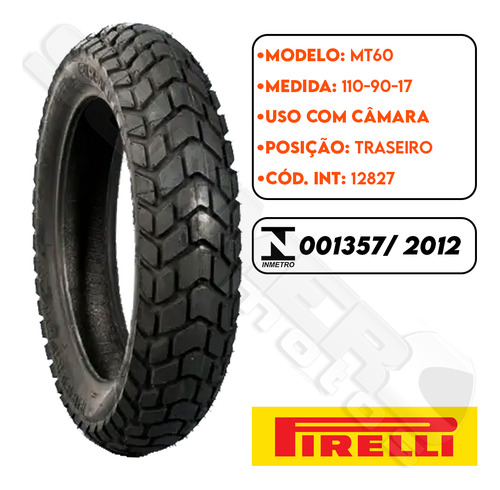 Par Pneu 90-90-19 + 110-90-17 Mt 60 Com Câmara Pirelli