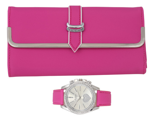 Set Reloj Circular Y Cartera Rosa Elegante Ashley Princess