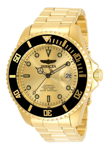 Reloj Invicta 35723 Oro Hombres Automático Color De La Correa Dorado Color Del Bisel Negro Color Del Fondo Dorado