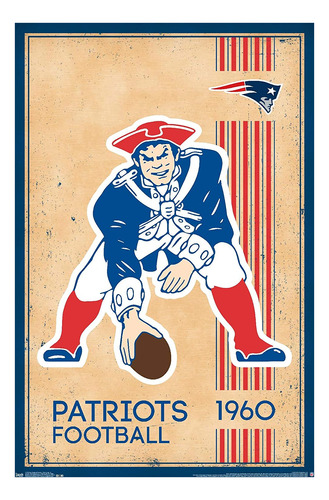 Nfl New England Patriots  Retro Logo 14 Póster De Pare...