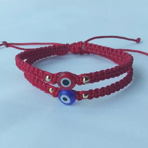 Pulseras Para parejas, enamorados, novios, esposos 2 pulseras ojo turco 1mm  hilo