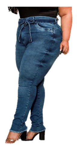 Imagem 1 de 4 de Calça Jeans C/ Lycra Feminina Plus Size Tamanho Grande