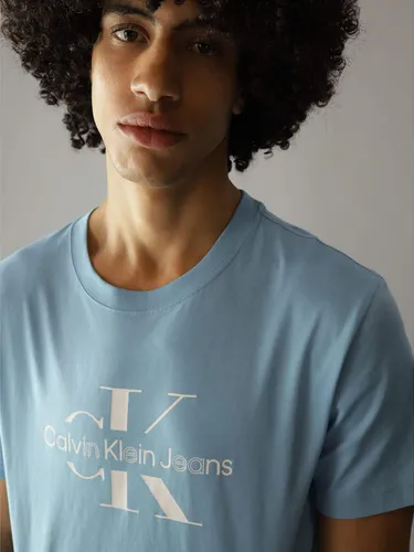 Polera Disrupted Outline Monologo Azul Calvin Klein