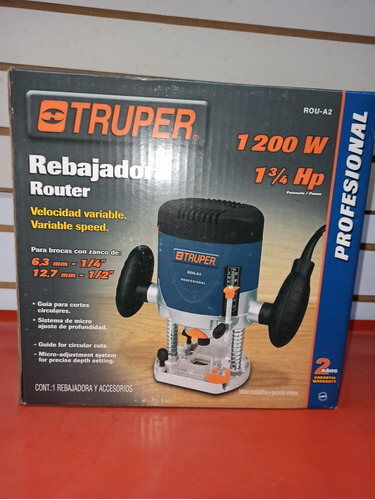 Rebajadora Router Truper Profesional 1200w 1 3/4hp