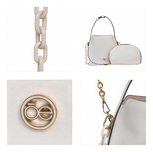 Bolsa Hobo Cloe Para Mujer Doble Función Asa Intercambiables Color Nude