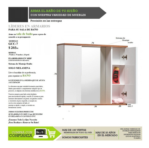 Mueble Modular Aéreo En Melamina Para Baños Mod. Gcc-7