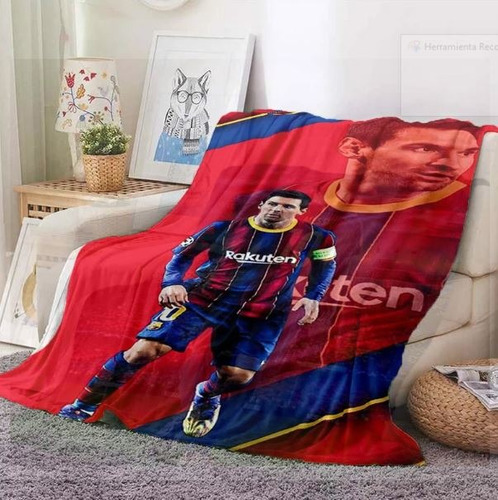 Cobija Messi Fc Barcelona 160x180cm Con Ovejero