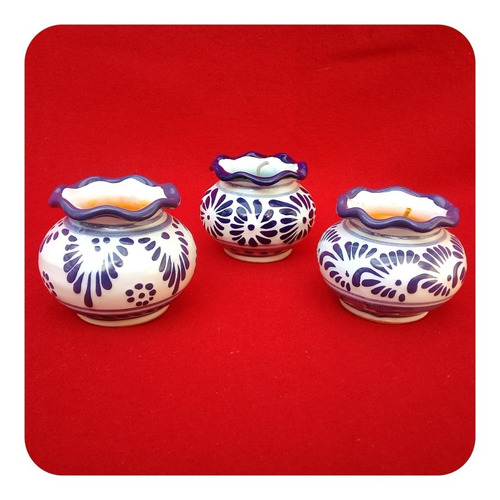 Imagen 4 de 5 de Set 50 Velas Talavera Poblana Macetita 6 Cm Fiesta Bodas Vls