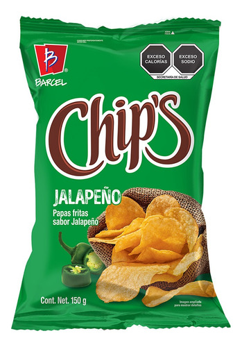 3 Pack Papas Fritas Jalapeño Chips Barcel 150