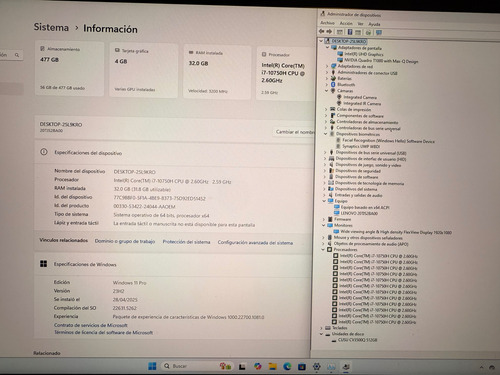 Lenovo Thinkpad P1 G3 I7-10750h 32gb 512gb 15.6 Fhd Nvidia Negro (Usado)