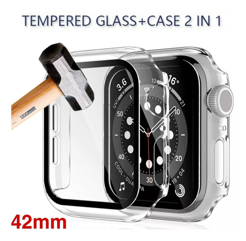 Case Funda 360° Para Apple Watch 42mm + Glass  - Transparent