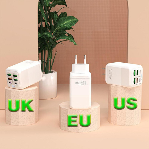 Bloque De Carga Usb C 150w Con Adaptador De Negro
