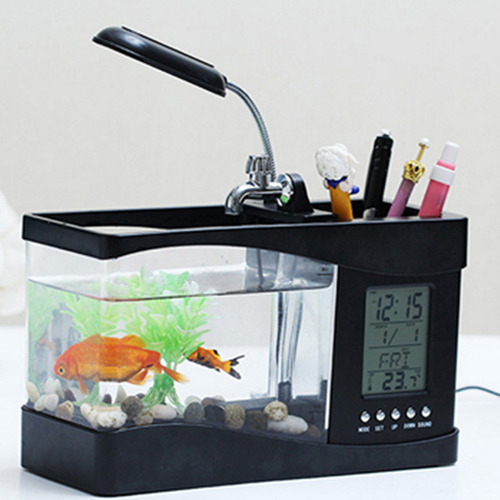Mini Pecera De Acuario Multifuncional Usb Led Lcd